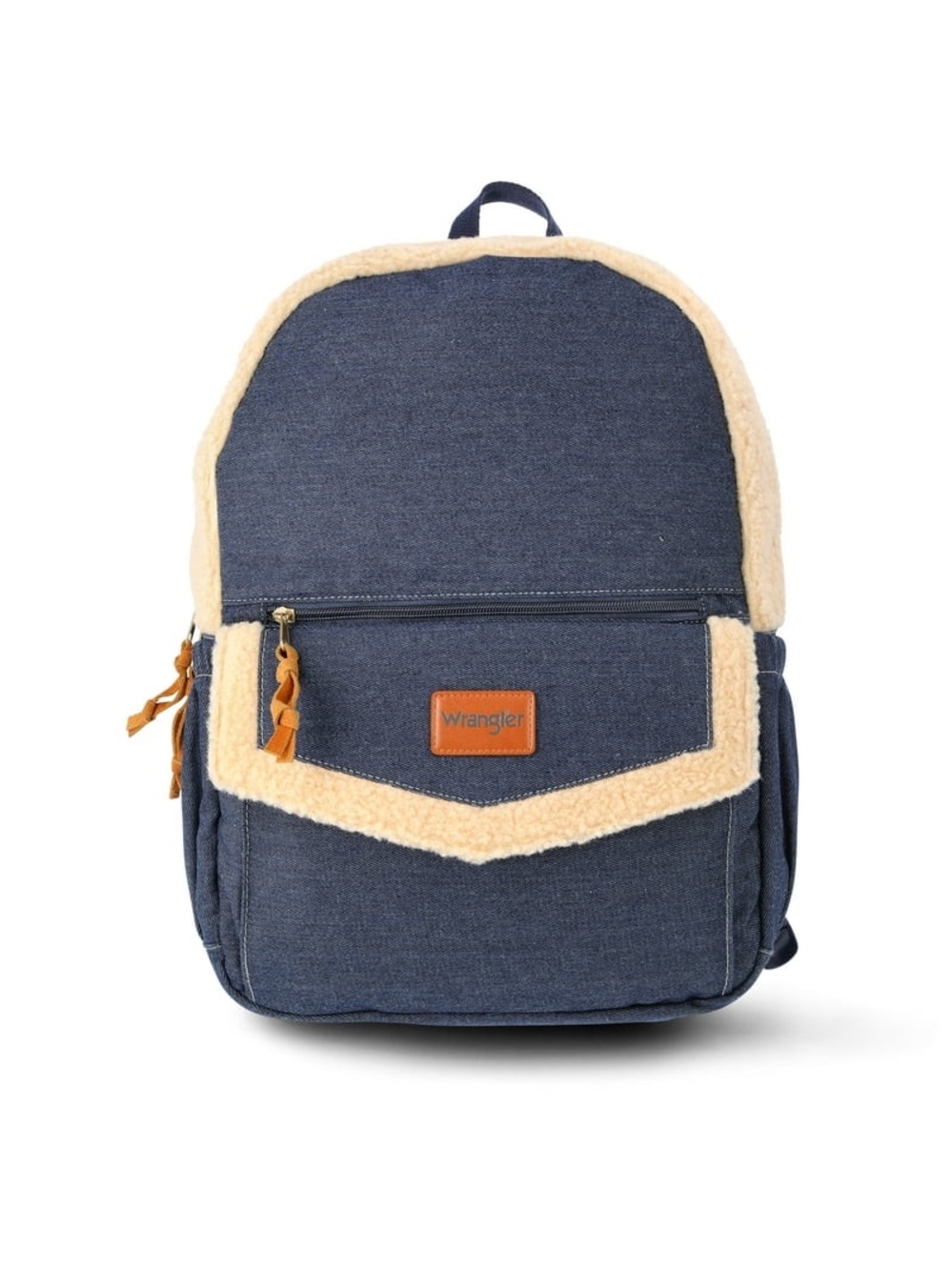 Wrangler Navy Jean Backpack with Cream Sherpa Accents